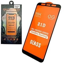 Защитное стекло 21D FULL GLUE для SAMSUNG Galaxy A7 2018 (SM-A750), цвет окантовки черный