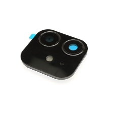 Наклейка на камеру для APPLE iPhone XR (6.1") имитация APPLE iPhone 11 (6.1"), стекло, металл, цвет черный