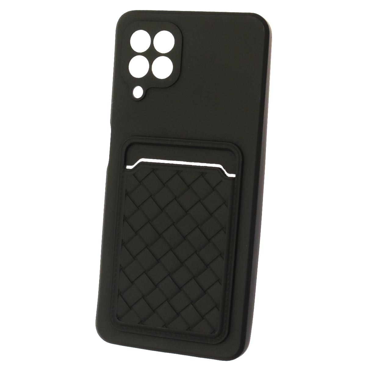 Чехол накладка CARD CASE для SAMSUNG Galaxy A22 4G (SM-A225F), M22 (SM-M225F), M32 (SM-M325F), силикон, отдел для карт, цвет черный