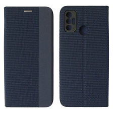Чехол книжка MESH для TECNO Spark 7, текстиль, силикон, бархат, визитница, цвет темно синий