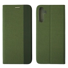 Чехол книжка MESH для SAMSUNG Galaxy A14 4G, текстиль, силикон, бархат, визитница, цвет зеленый