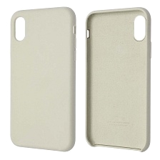 Чехол накладка Silicon Case для APPLE iPhone X, iPhone XS, силикон, бархат, светло бежевый