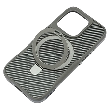 Чехол накладка Sky Armor с поддержкой MagSafe для APPLE iPhone 16 Pro, подставка, карбон, цвет серый Чехол накладка Sky Armor с поддержкой MagSafe для APPLE iPhone 16 Pro, подставка, карбон, цвет серый