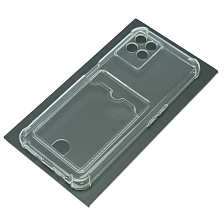 Чехол накладка для Realme 8i, силикон, отдел для карт, цвет прозрачный