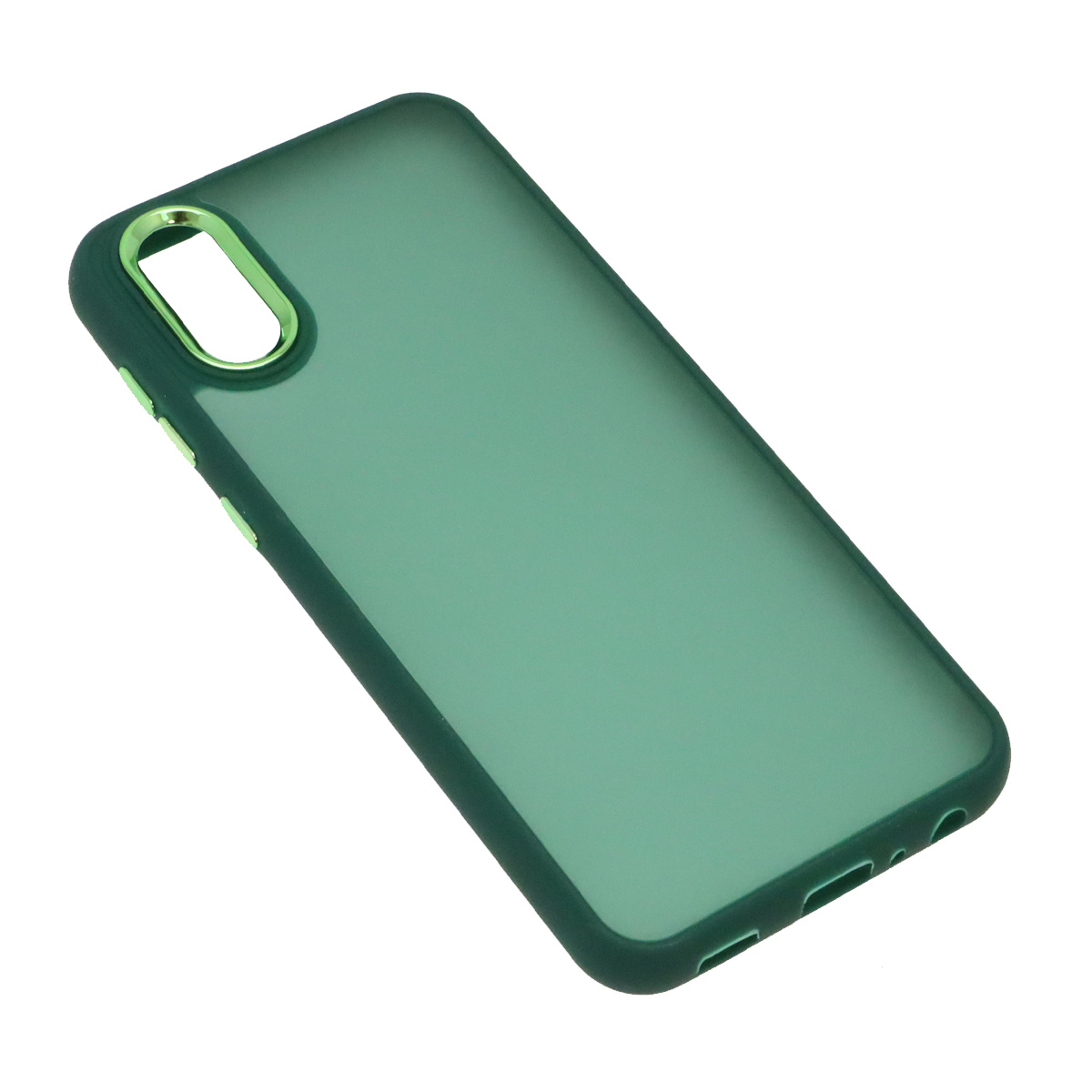 Чехол накладка для SAMSUNG Galaxy A03 Core (SM-A032F), силикон, пластик, цвет окантовки темно зеленый