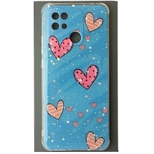 Чехол накладка для XIAOMI Redmi 10C, XIAOMI POCO C40, силикон, глянцевый, блестки, рисунок Сердечки