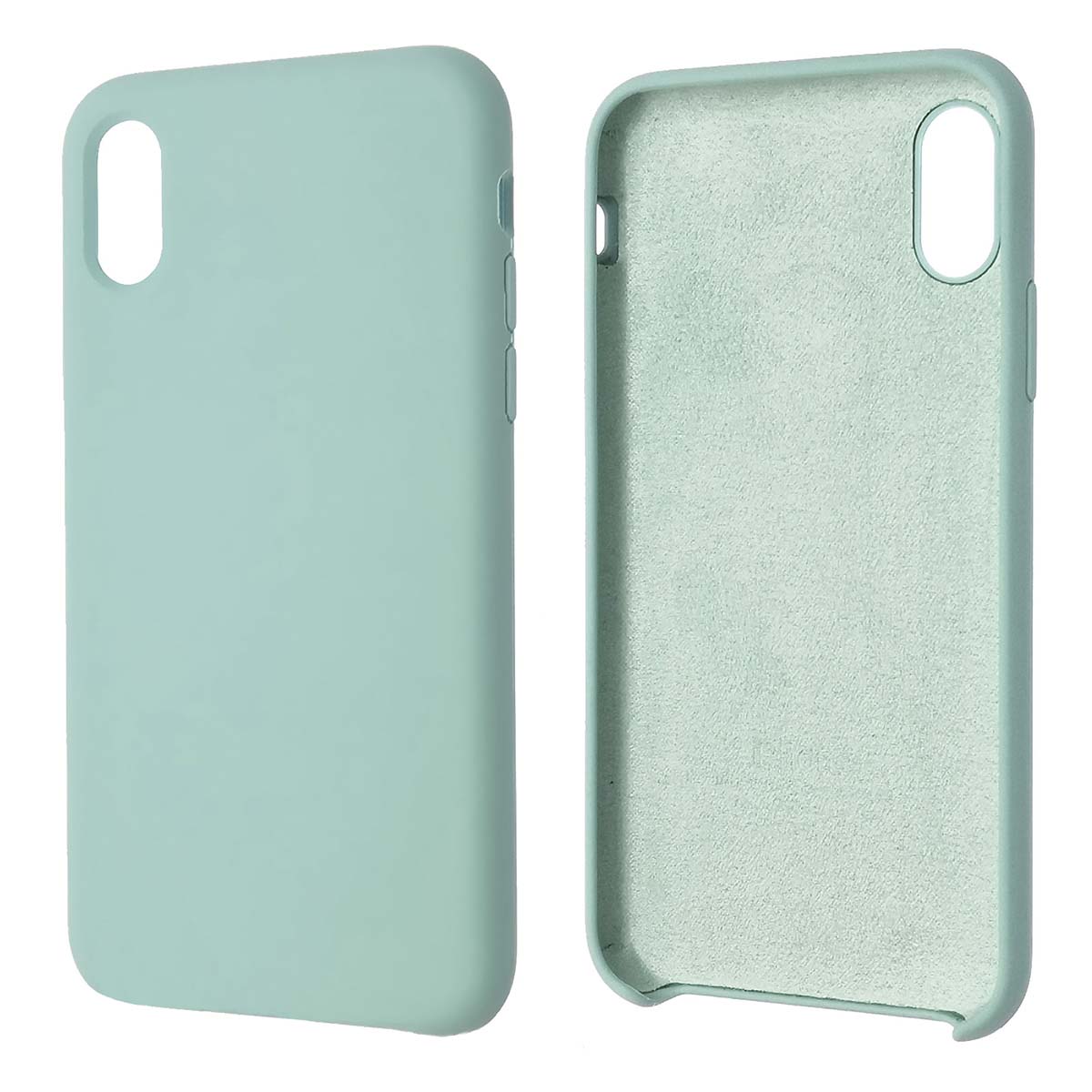 Чехол накладка Silicon Case для APPLE iPhone X, iPhone XS, силикон, бархат, цвет светло бирюзовый