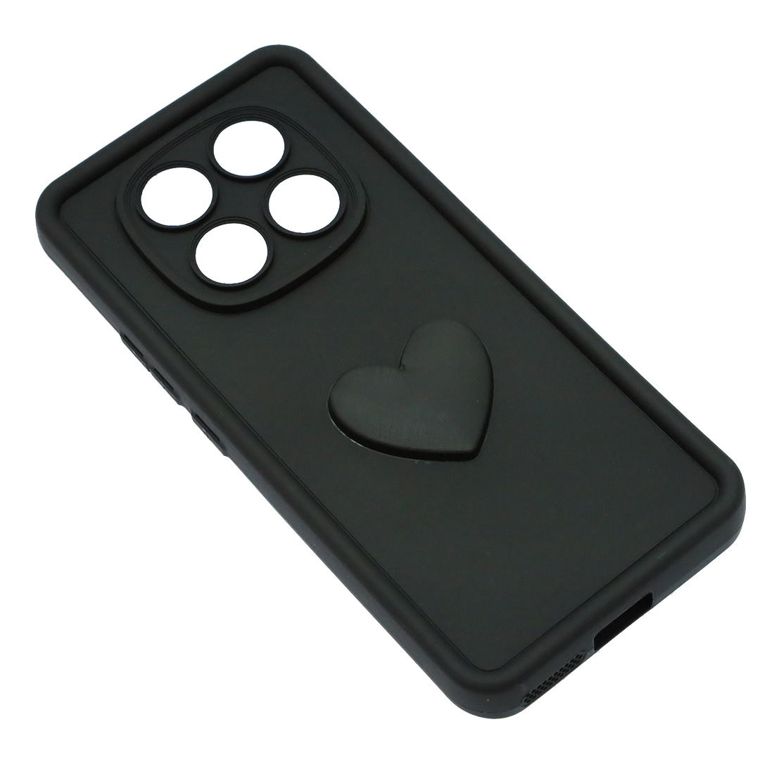 Чехол накладка для XIAOMI REDMI NOTE 14 Pro, силикон, 3D сердце, защита камеры, бортики, цвет черный