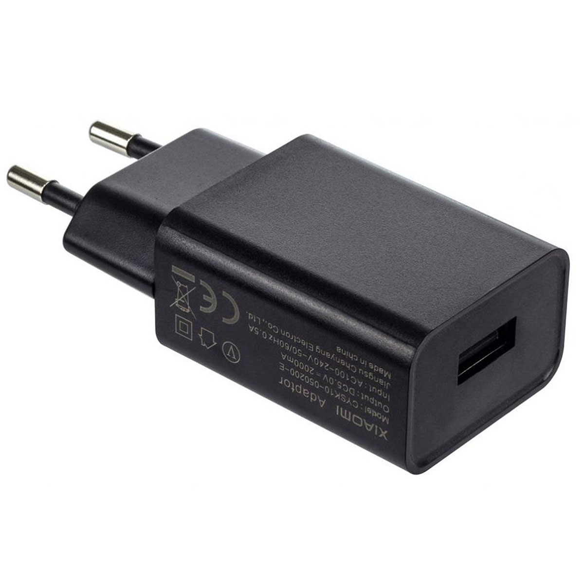 СЗУ (Сетевое зарядное устройство) XIAOMI CYSK10-050200-E, 5V-2A, цвет черный.