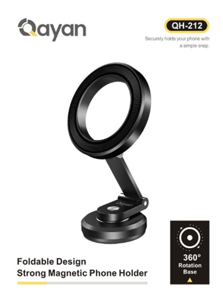 Автомобильный магнитный держатель QAYAN QH-212 для смартфона, на приборную панель, цвет черный Автомобильный магнитный держатель QAYAN QH-212 для смартфона, на приборную панель, цвет черный