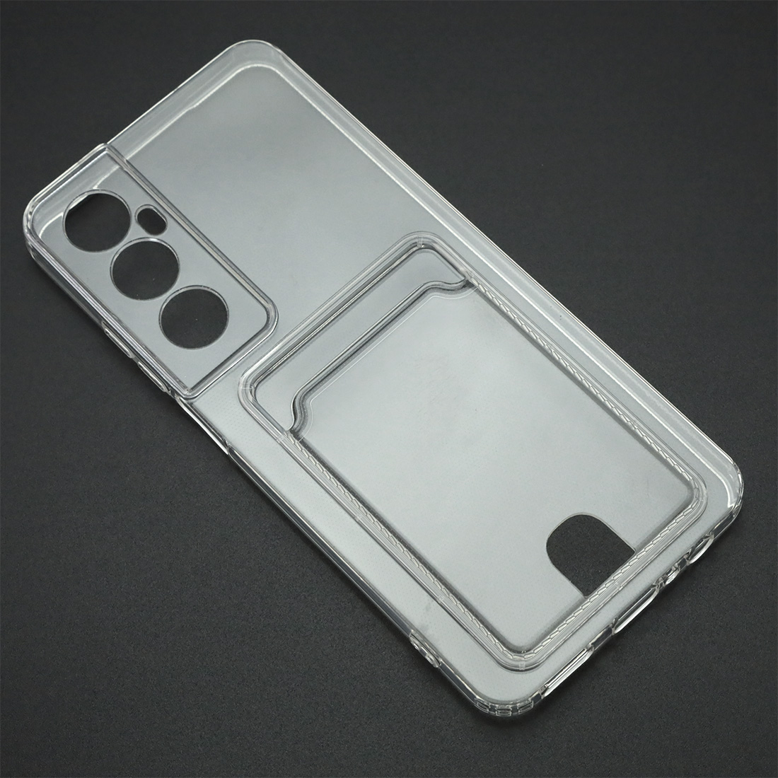 Чехол накладка CARD CASE для Realme C65 защита камеры, силикон, отдел для карт, цвет прозрачный