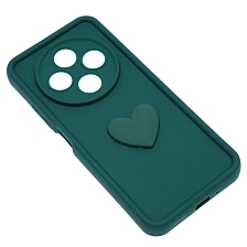 Чехол накладка для XIAOMI REDMI A4, силикон, 3D сердце, защита камеры, бортики, цвет темно зеленый