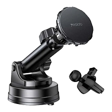 Автомобильный магнитный держатель YESIDO C160 на вакуумной присоске для смартфона, на приборную панель, в решетку воздуховода, цвет черный