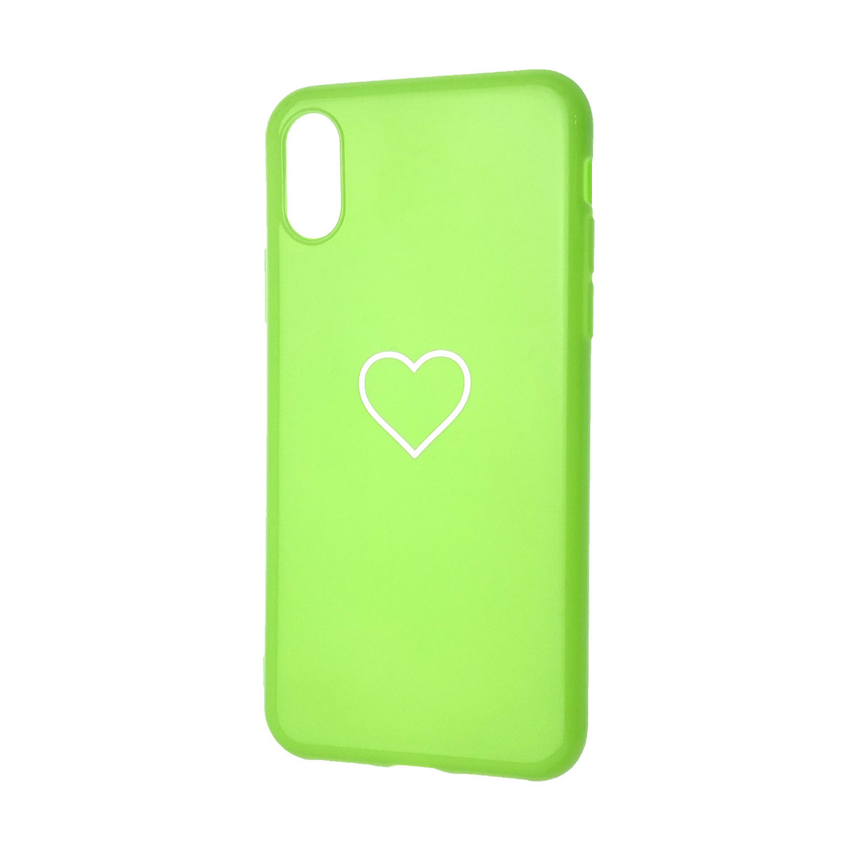 Чехол накладка для APPLE iPhone X, iPhone XS, силикон, глянцевый, рисунок Сердце, цвет зеленый.