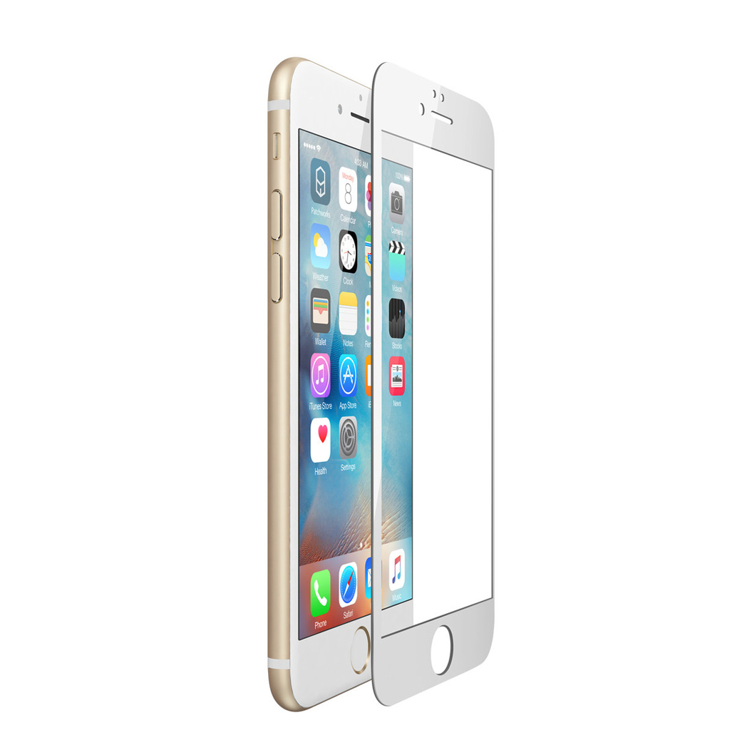 Защитное  стекло 3D для APPLE iPhone 6 & 6S ColorFull окантовка серая.