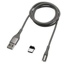 Магнитный зарядный кабель MRM 360t, длина 1 метр, с магнитной насадкой Type-C, цвет серый | Все по 150