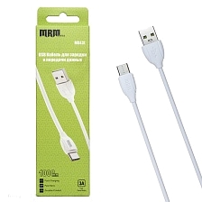 Кабель MRM MR43t USB Type C, 3А, длина 1 метр, силикон, цвет белый Кабель MRM MR43t USB Type C, 3А, длина 1 метр, силикон, цвет белый