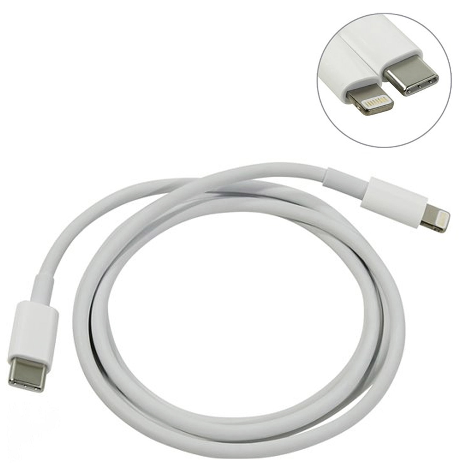 Кабель Type-C aka USB-C на APPLE Lightning 8-pin, длина 1 метр, цвет белый