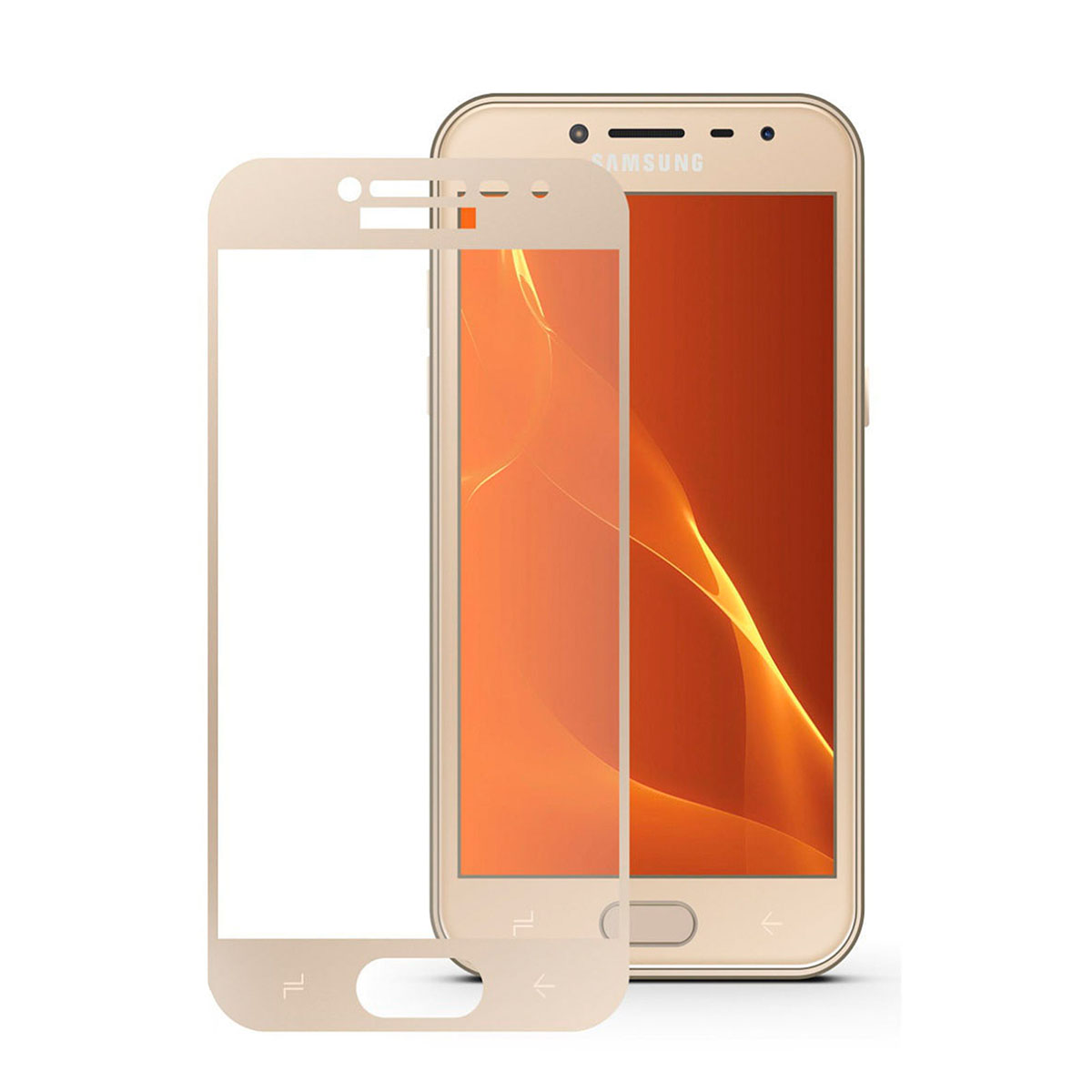 Защитное стекло 9D для SAMSUNG Galaxy J4 2018 (SM-J400F), цвет окантовки золотистый