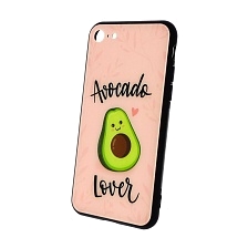 Чехол накладка для APPLE iPhone 7, iPhone 8, силикон, стекло, рисунок AVOCADO Lover.