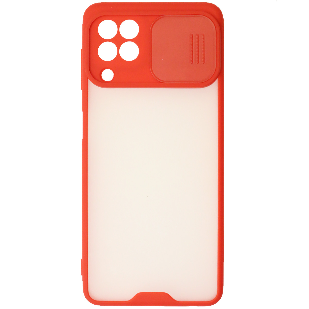 Чехол накладка LIFE TIME для SAMSUNG Galaxy A22 4G (SM-A225F), M22 (SM-M225F), M32 (SM-M325F), силикон, пластик, матовый, со шторкой для защиты задней камеры, цвет окантовки красный