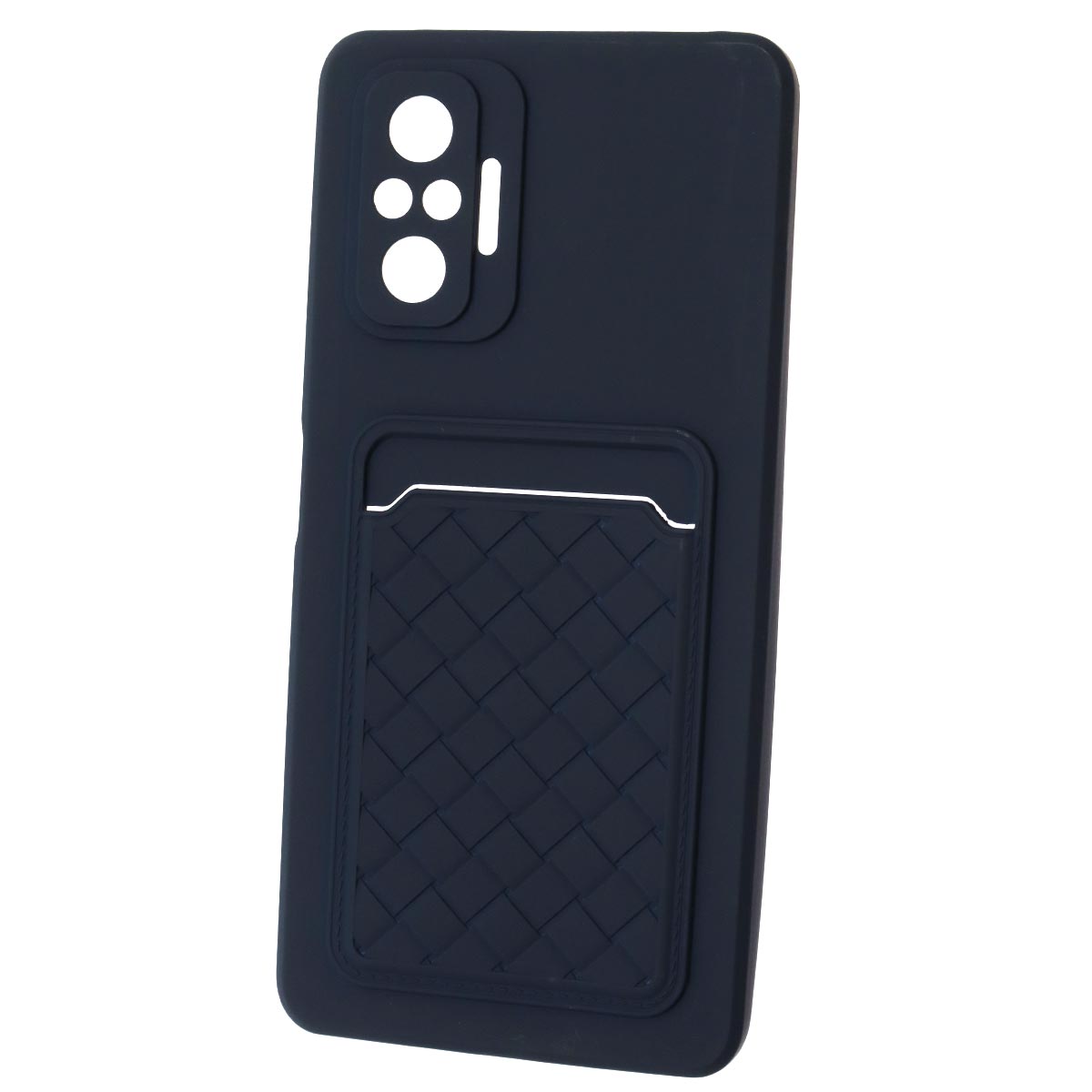 Чехол накладка CARD CASE для XIAOMI Redmi Note 10 Pro, силикон, отдел для карт, цвет темно синий