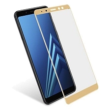 Защитное стекло 2D для Samsung A8 Plus (2018) в техпаке, цвет золото.