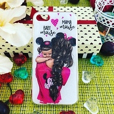 Чехол накладка для APPLE iPhone 7, iPhone 8, iPhone SE 2020, силикон, блестки, рисунок MAMA Mouse BABY mouse