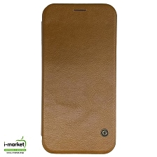 Чехол книжка G-CASE для APPLE iPhone XR, экокожа, цвет коричневый.