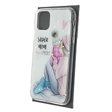 Чехол накладка Vinil для APPLE iPhone 11, силикон, блестки, глянцевый, рисунок Super mom girl MOM