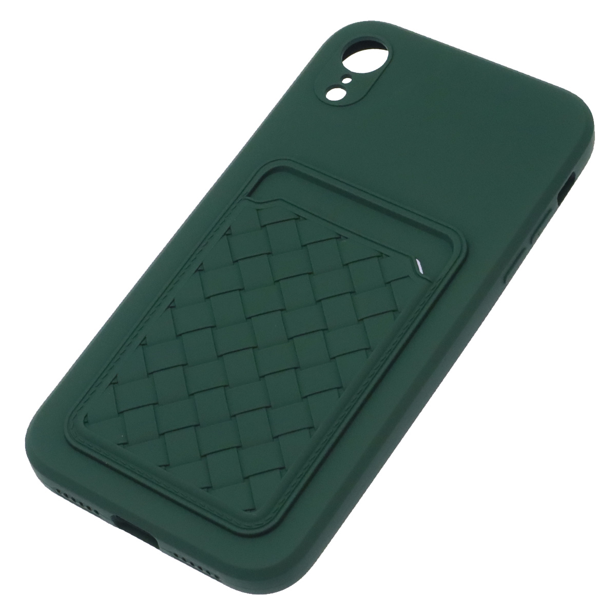 Чехол накладка CARD CASE для APPLE iPhone XR, силикон, отдел для карт, цвет темно зеленый Чехол накладка CARD CASE для APPLE iPhone XR, силикон, отдел для карт, цвет темно зеленый