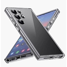 Чехол накладка для SAMSUNG Galaxy S24 Ulta, защита камеры, силикон, прозрачный