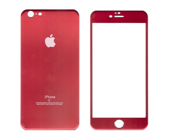 Защитное стекло iPhone 6/6S алюминиевое красное, переднее + заднее.