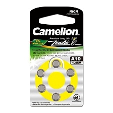 Батарейка CAMELION ZA10 (PR70,AC10,DA230) BL6, для слуховых аппаратов