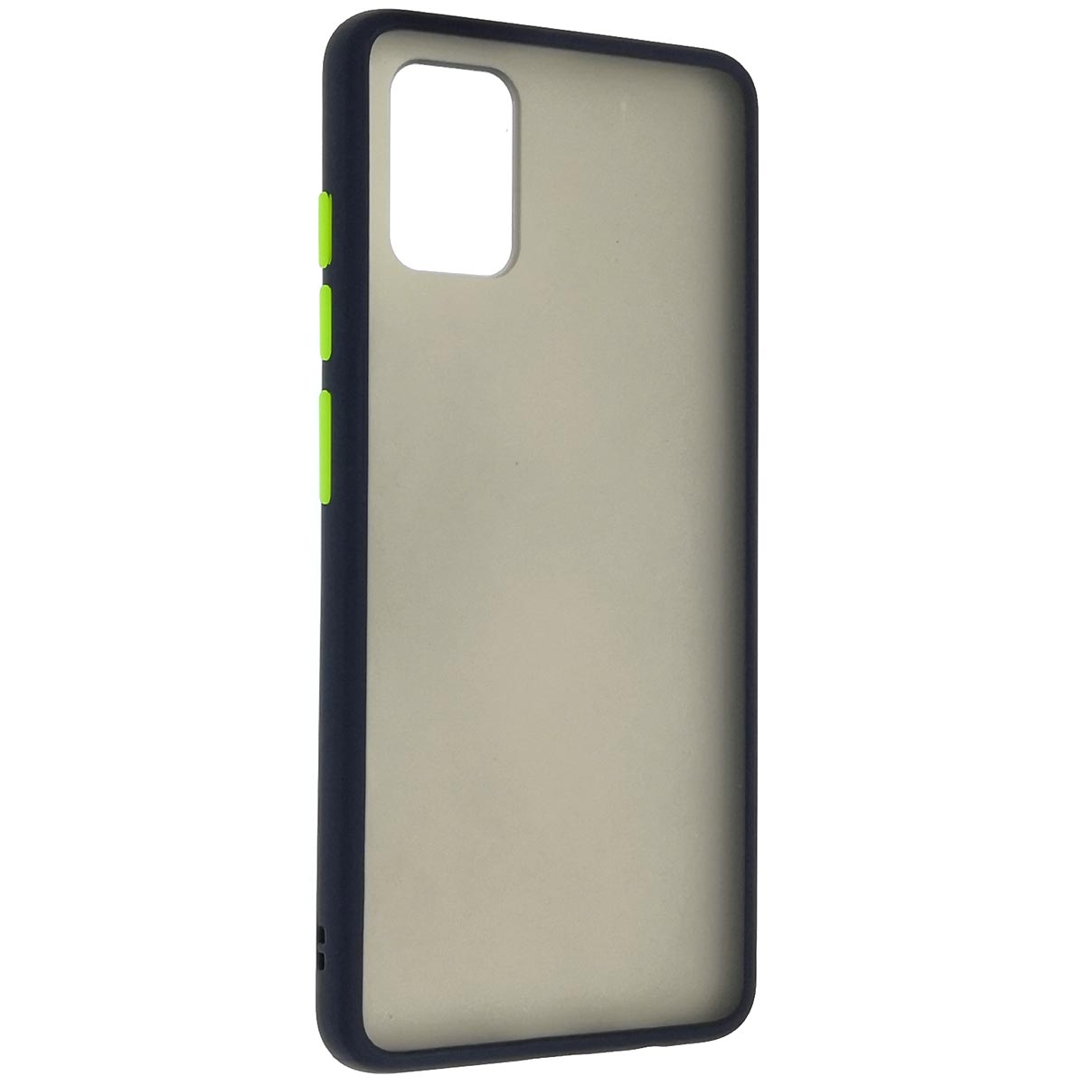 Чехол накладка SKIN SHELL для SAMSUNG Galaxy A51 (SM-A515), силикон, пластик, цвет окантовки темно синий