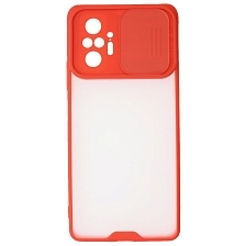 Чехол накладка LIFE TIME для XIAOMI Redmi Note 10 Pro, силикон, пластик, матовый, со шторкой для защиты задней камеры, цвет окантовки красный