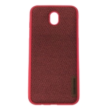 Чехол накладка для SAMSUNG Galaxy J7 2017 (SM-J730), силикон, под джинс, цвет красный