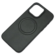 Чехол накладка Creative Stylish с поддержкой MagSafe для APPLE iPhone 14 Pro Max, защита камеры, экокожа, бархат, цвет черный