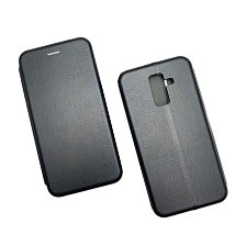 Чехол-книга поворот на 360°для SAMSUNG Galaxy A6-plus (2018) /окно-нет/визитница,силикон/ черный.