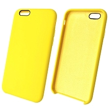 Чехол накладка Silicon Case для APPLE iPhone 6, 6G, 6S, силикон, бархат, цвет желтый.