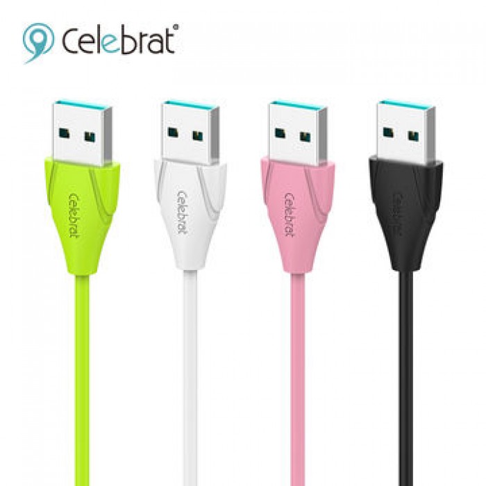 USB-кабель Celebrat CB-01T, Type-C, силикон, 1.0 м, круглый, зеленый, фирменная упаковка.