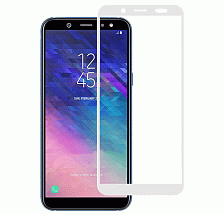Защитное стекло 2D Full glass для SAMSUNG Galaxy A6 Plus / J8 Plus 2018 /тех.пак/ белый.