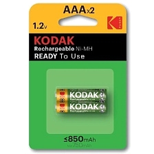 Аккумулятор перезаряжаемый KODAK HR03-BL2 AAA NI-MH 850 mAh, тип мизинчиковый