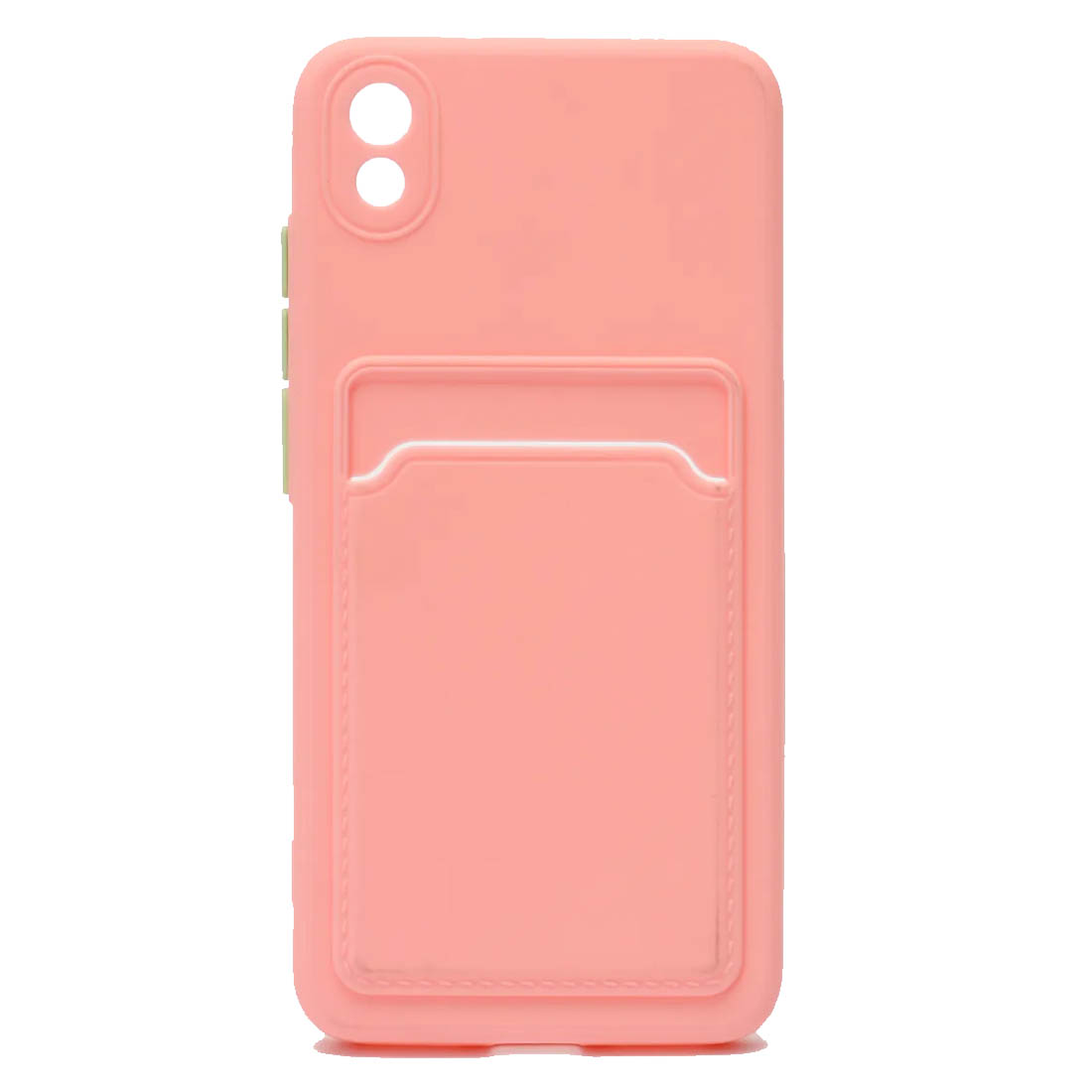 Чехол накладка BUTTON для XIAOMI Redmi 7A, защита камеры, силикон, отдел для карт, цвет розовый