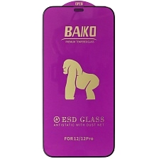 Защитное стекло BAIKO для APPLE iPhone 12 (6.1"), iPhone 12 Pro (6.1"), с сеточкой на динамике, цвет окантовки черный