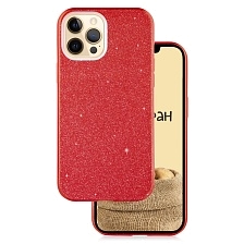 Чехол накладка Shine для APPLE iPhone 12 Pro MAX (6.7"), силикон, блестки, цвет красный