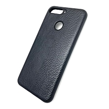 Чехол накладка для HUAWEI HONOR 7A PRO, HONOR 7C, Y6 2018, Y6 PRIME, силикон, текстура кожи, цвет черный.