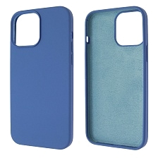 Чехол накладка Silicon Case для APPLE iPhone 13 Pro Max (6.7), силикон, бархат, цвет синий Чехол накладка Silicon Case для APPLE iPhone 13 Pro Max (6.7), силикон, бархат, цвет синий