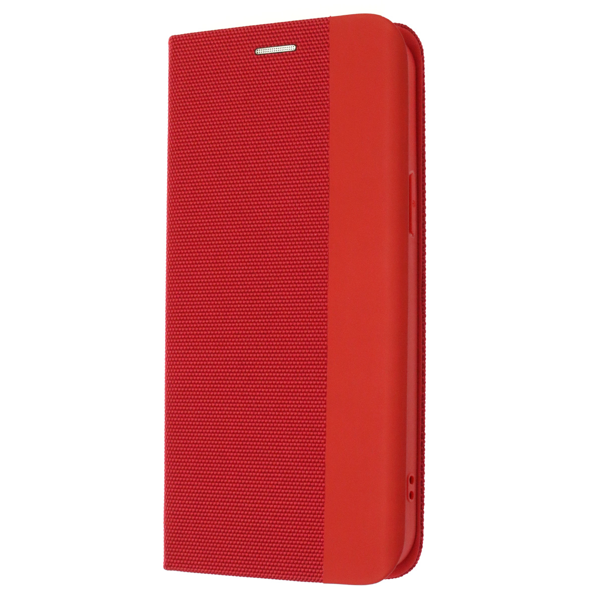 Чехол книжка MESH для APPLE iPhone 13 Pro Max (6.7), текстиль, силикон, бархат, визитница, цвет красный
