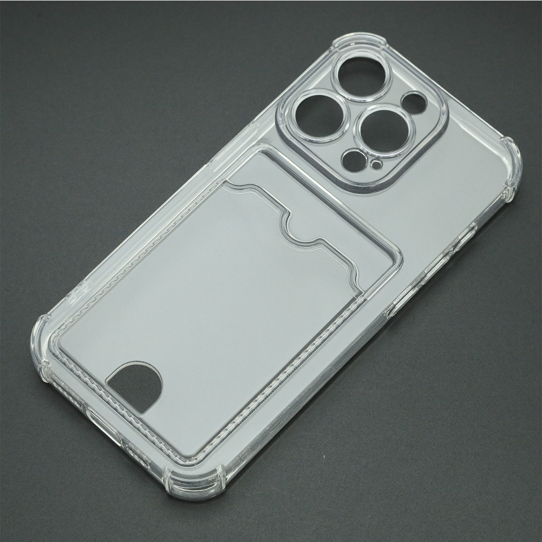 Чехол накладка CARD CASE для APPLE iPhone 15 Pro, силикон, отдел для карт, защита камеры, цвет прозрачный